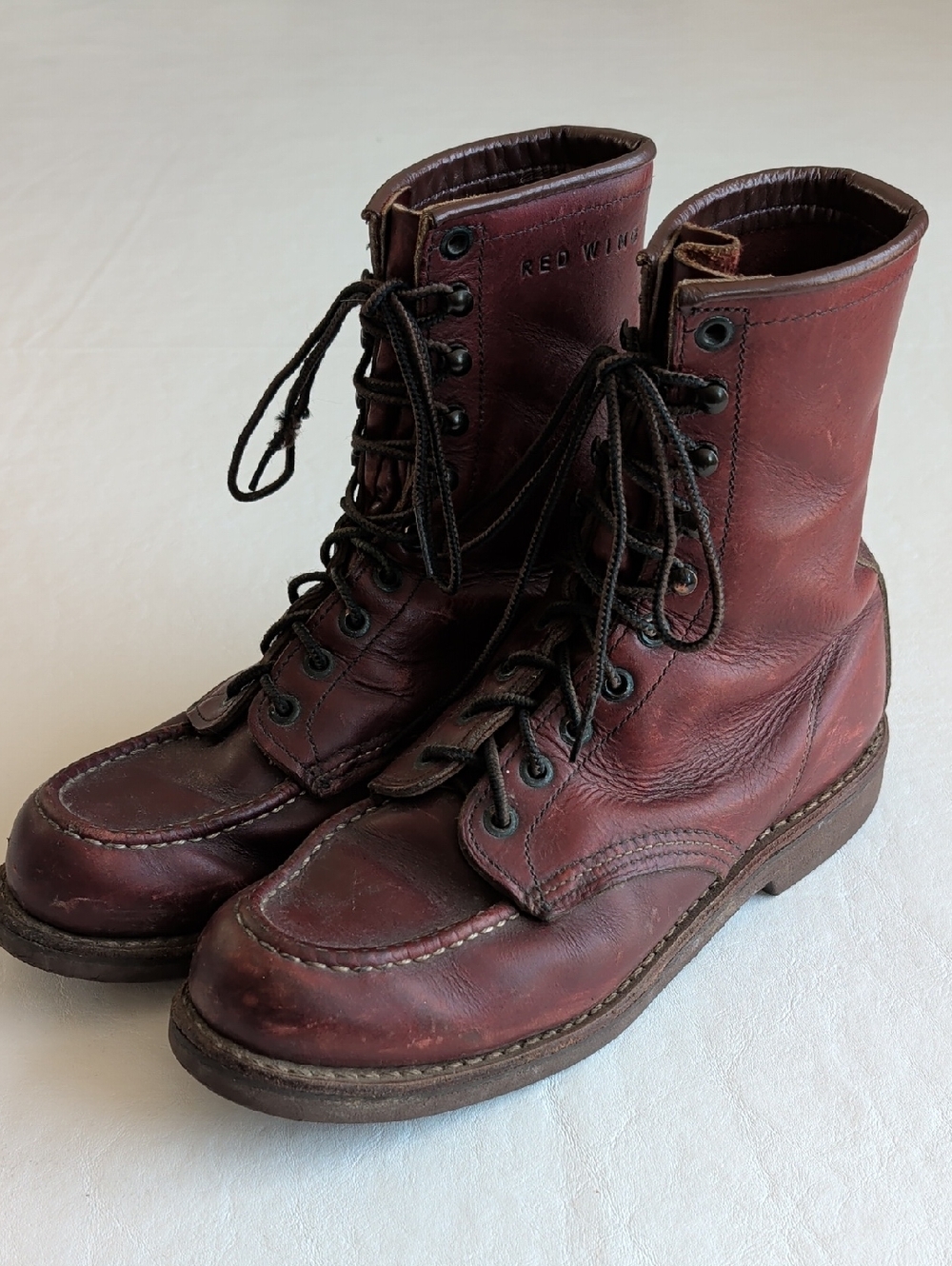 Vintage Red Wing Maroon Leather Lace Up 214 Work Boots 7 D